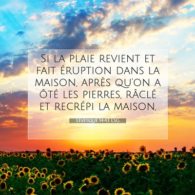 Picture 07 - Lévitique 14:43 LSG - Si la plaie revient et fait éruption dans la - Bible Verse Picture