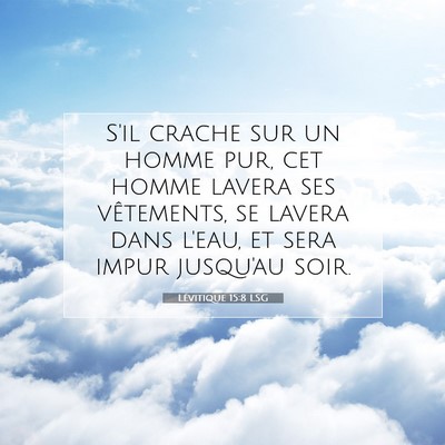 Picture 07 - Lévitique 15:8 LSG - S'il crache sur un homme pur, cet homme lavera - Bible Verse Picture