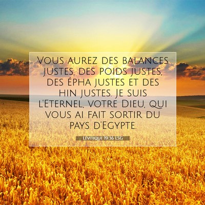 Picture 07 - Lévitique 19:36 LSG - Vous aurez des balances justes, des poids justes, - Bible Verse Picture