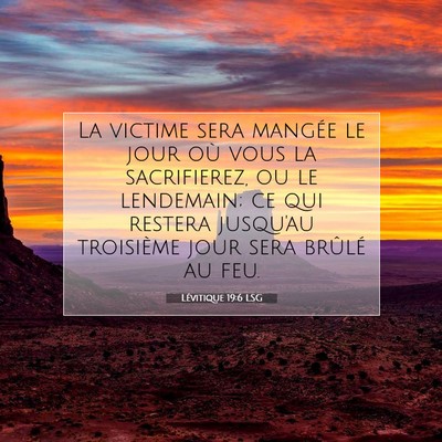 Picture 07 - Lévitique 19:6 LSG - La victime sera mangée le jour où vous la - Bible Verse Picture