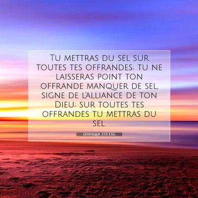 Picture 07 - Lévitique 2:13 LSG - Tu mettras du sel sur toutes tes offrandes; tu ne - Bible Verse Picture
