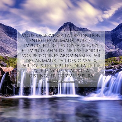 Picture 07 - Lévitique 20:25 LSG - Vous observerez la distinction entre les animaux - Bible Verse Picture