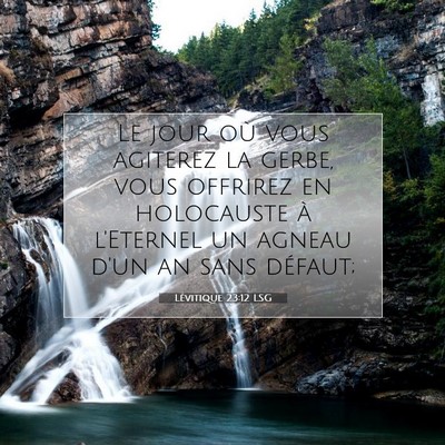 Picture 07 - Lévitique 23:12 LSG - Le jour où vous agiterez la gerbe, vous offrirez - Bible Verse Picture