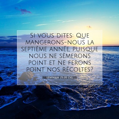 Picture 07 - Lévitique 25:20 LSG - Si vous dites: Que mangerons-nous la septième - Bible Verse Picture