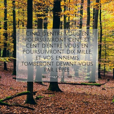 Picture 07 - Lévitique 26:8 LSG - Cinq d'entre vous en poursuivront cent, et cent - Bible Verse Picture