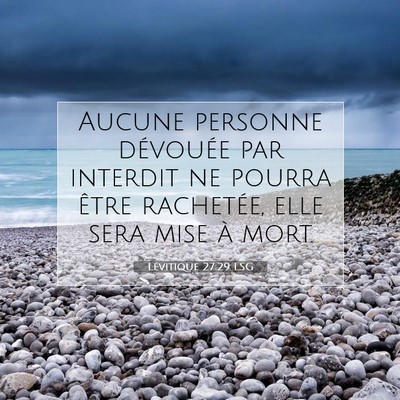 Picture 07 - Lévitique 27:29 LSG - Aucune personne dévouée par interdit ne pourra - Bible Verse Picture