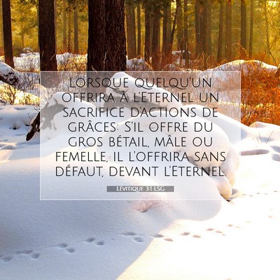 Picture 07 - Lévitique 3:1 LSG - Lorsque quelqu'un offrira à l'Eternel un - Bible Verse Picture
