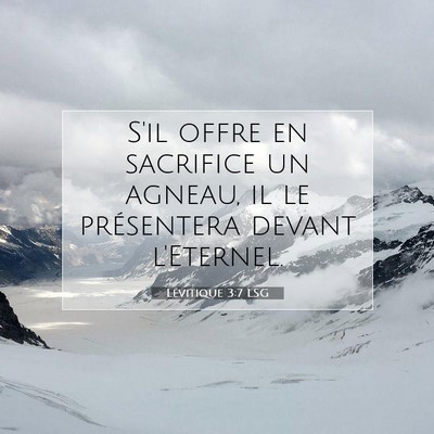 Picture 07 - Lévitique 3:7 LSG - S'il offre en sacrifice un agneau, il le - Bible Verse Picture