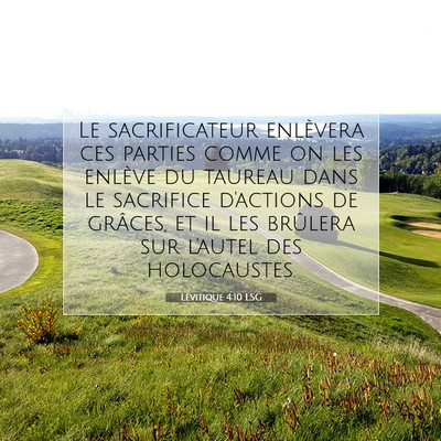 Picture 07 - Lévitique 4:10 LSG - Le sacrificateur enlèvera ces parties comme on - Bible Verse Picture