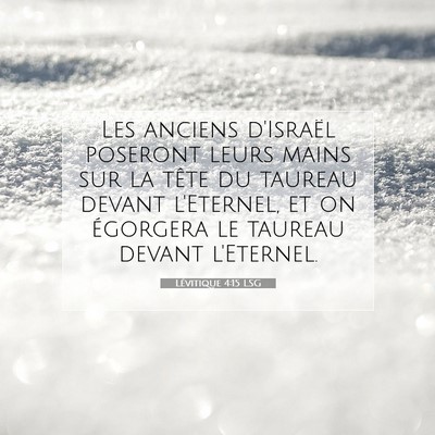 Picture 07 - Lévitique 4:15 LSG - Les anciens d'Israël poseront leurs mains sur la - Bible Verse Picture