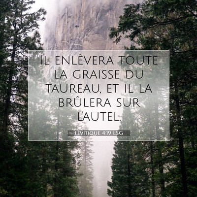 Picture 07 - Lévitique 4:19 LSG - Il enlèvera toute la graisse du taureau, et il - Bible Verse Picture