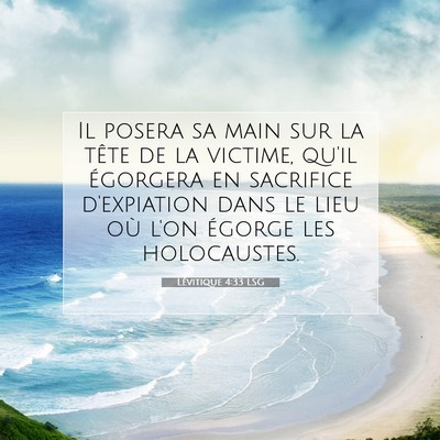 Picture 07 - Lévitique 4:33 LSG - Il posera sa main sur la tête de la victime, - Bible Verse Picture