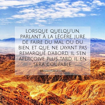 Picture 07 - Lévitique 5:4 LSG - Lorsque quelqu'un, parlant à la légère, jure - Bible Verse Picture