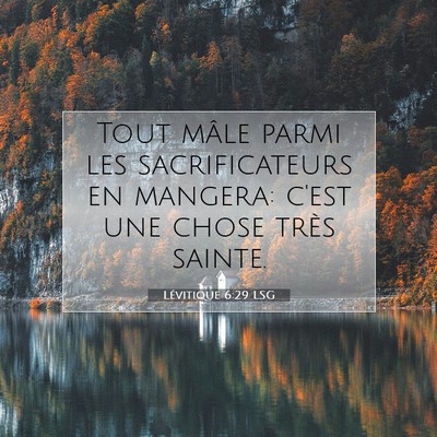 Picture 07 - Lévitique 6:29 LSG - Tout mâle parmi les sacrificateurs en mangera: - Bible Verse Picture