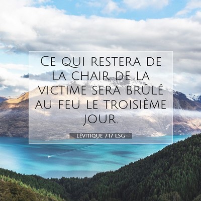 Picture 07 - Lévitique 7:17 LSG - Ce qui restera de la chair de la victime sera - Bible Verse Picture