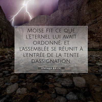 Picture 07 - Lévitique 8:4 LSG - Moïse fit ce que l'Eternel lui avait ordonné; - Bible Verse Picture