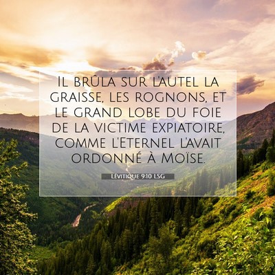 Picture 07 - Lévitique 9:10 LSG - Il brûla sur l'autel la graisse, les rognons, et - Bible Verse Picture