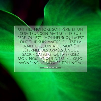 Picture 07 - Malachie 1:6 LSG - Un fils honore son père, et un serviteur son - Bible Verse Picture