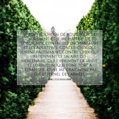 Picture 07 - Malachie 3:5 LSG - Je m'approcherai de vous pour le jugement, Et je - Bible Verse Picture