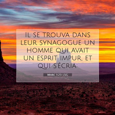 Picture 07 - Marc 1:23 LSG - Il se trouva dans leur synagogue un homme qui - Bible Verse Picture