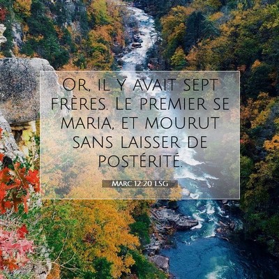 Picture 07 - Marc 12:20 LSG - Or, il y avait sept frères. Le premier se maria, - Bible Verse Picture