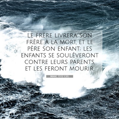 Picture 07 - Marc 13:12 LSG - Le frère livrera son frère à la mort, et le - Bible Verse Picture