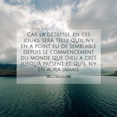Picture 07 - Marc 13:19 LSG - Car la détresse, en ces jours, sera telle qu'il - Bible Verse Picture