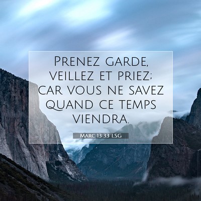 Picture 07 - Marc 13:33 LSG - Prenez garde, veillez et priez; car vous ne savez - Bible Verse Picture