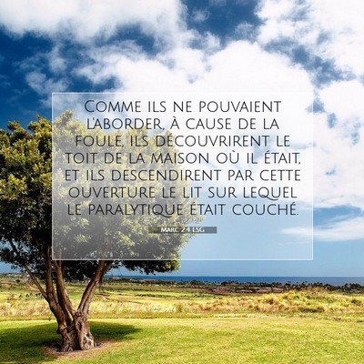 Picture 07 - Marc 2:4 LSG - Comme ils ne pouvaient l'aborder, à cause de la - Bible Verse Picture