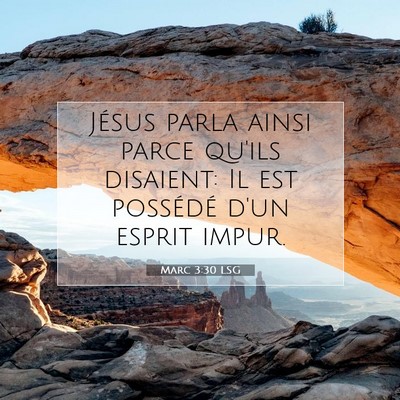 Picture 07 - Marc 3:30 LSG - Jésus parla ainsi parce qu'ils disaient: Il est - Bible Verse Picture