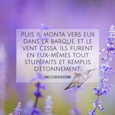 Picture 07 - Marc 6:51 LSG - Puis il monta vers eux dans la barque, et le vent - Bible Verse Picture