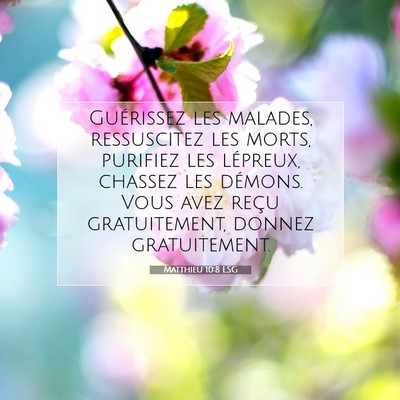 Picture 07 - Matthieu 10:8 LSG - Guérissez les malades, ressuscitez les morts, - Bible Verse Picture