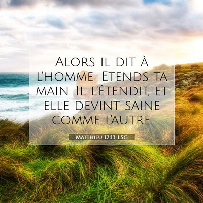 Picture 07 - Matthieu 12:13 LSG - Alors il dit à l'homme: Etends ta main. Il - Bible Verse Picture
