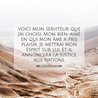 Picture 07 - Matthieu 12:18 LSG - Voici mon serviteur que j'ai choisi, Mon - Bible Verse Picture