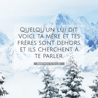 Picture 07 - Matthieu 12:47 LSG - Quelqu'un lui dit: Voici, ta mère et tes frères - Bible Verse Picture