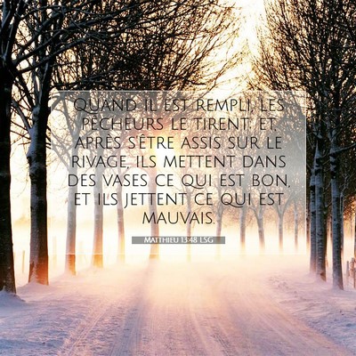 Picture 07 - Matthieu 13:48 LSG - Quand il est rempli, les pêcheurs le tirent; et, - Bible Verse Picture