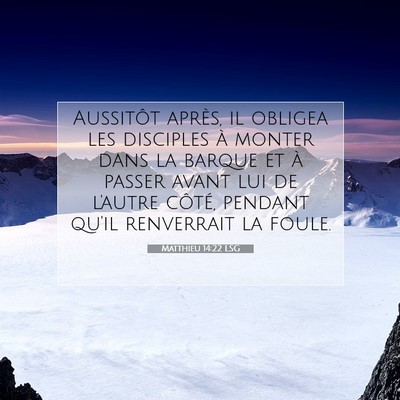 Picture 07 - Matthieu 14:22 LSG - Aussitôt après, il obligea les disciples à - Bible Verse Picture