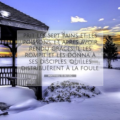 Picture 07 - Matthieu 15:36 LSG - prit les sept pains et les poissons, et, après - Bible Verse Picture