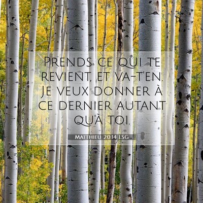 Picture 07 - Matthieu 20:14 LSG - Prends ce qui te revient, et va-t'en. Je veux - Bible Verse Picture