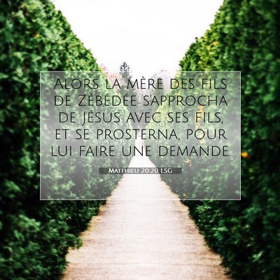Picture 07 - Matthieu 20:20 LSG - Alors la mère des fils de Zébédée s'approcha - Bible Verse Picture