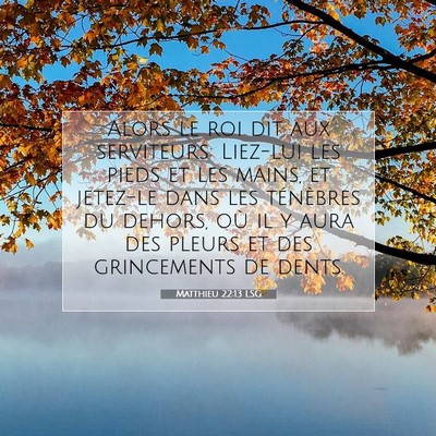Picture 07 - Matthieu 22:13 LSG - Alors le roi dit aux serviteurs: Liez-lui les - Bible Verse Picture