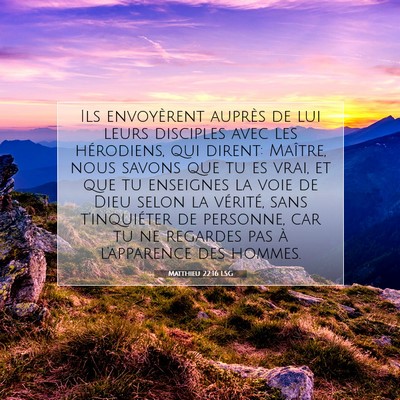 Picture 07 - Matthieu 22:16 LSG - Ils envoyèrent auprès de lui leurs disciples - Bible Verse Picture