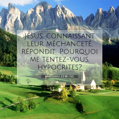 Picture 07 - Matthieu 22:18 LSG - Jésus, connaissant leur méchanceté, répondit: - Bible Verse Picture