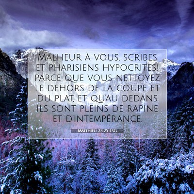 Picture 07 - Matthieu 23:25 LSG - Malheur à vous, scribes et pharisiens - Bible Verse Picture
