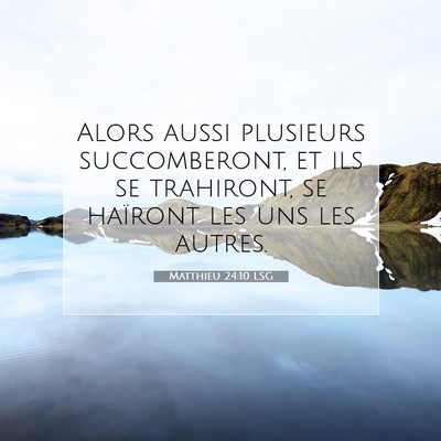 Picture 07 - Matthieu 24:10 LSG - Alors aussi plusieurs succomberont, et ils se - Bible Verse Picture