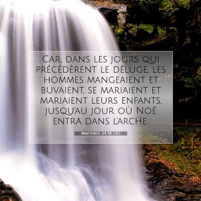 Picture 07 - Matthieu 24:38 LSG - Car, dans les jours qui précédèrent le - Bible Verse Picture