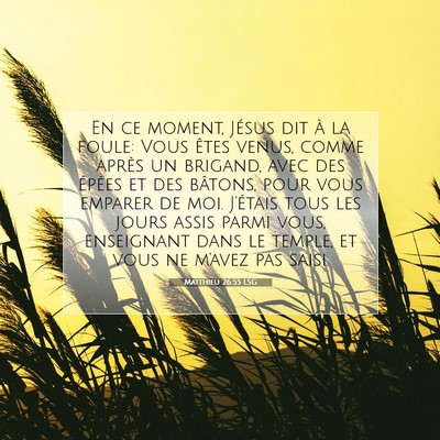 Picture 07 - Matthieu 26:55 LSG - En ce moment, Jésus dit à la foule: Vous êtes - Bible Verse Picture
