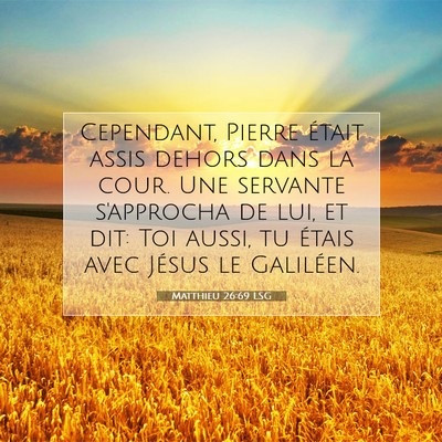 Picture 07 - Matthieu 26:69 LSG - Cependant, Pierre était assis dehors dans la - Bible Verse Picture