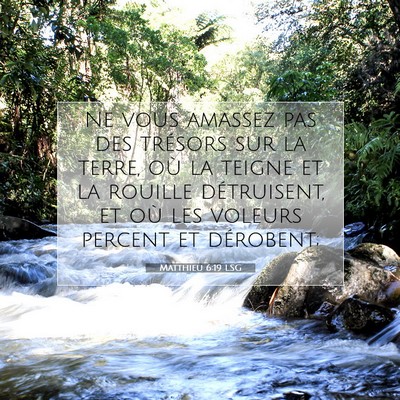 Picture 07 - Matthieu 6:19 LSG - Ne vous amassez pas des trésors sur la terre, - Bible Verse Picture