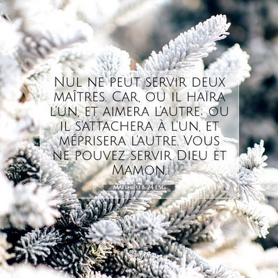 Picture 07 - Matthieu 6:24 LSG - Nul ne peut servir deux maîtres. Car, ou il - Bible Verse Picture